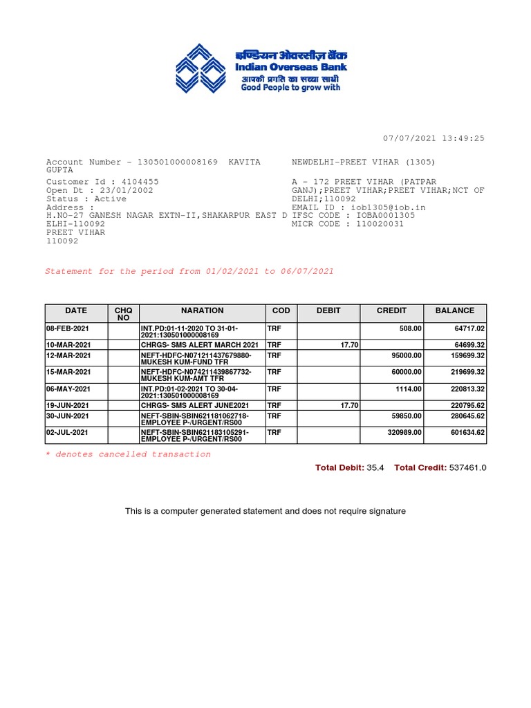 Statement 130501000008169 | PDF