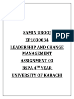 Samin Urooj EP1830034 Leadership and Change Management Assignment 03 Bspa 4 Year University of Karachi