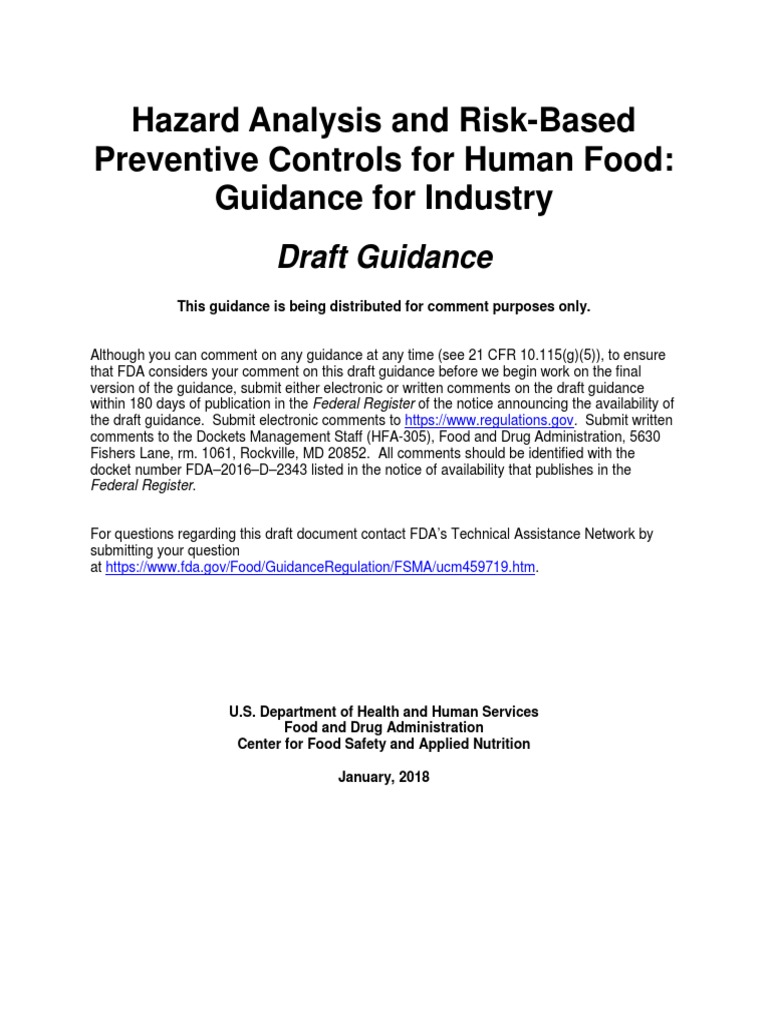Hazard Analysis Guidance for Food Safety | PDF | Hazard Analysis And ...