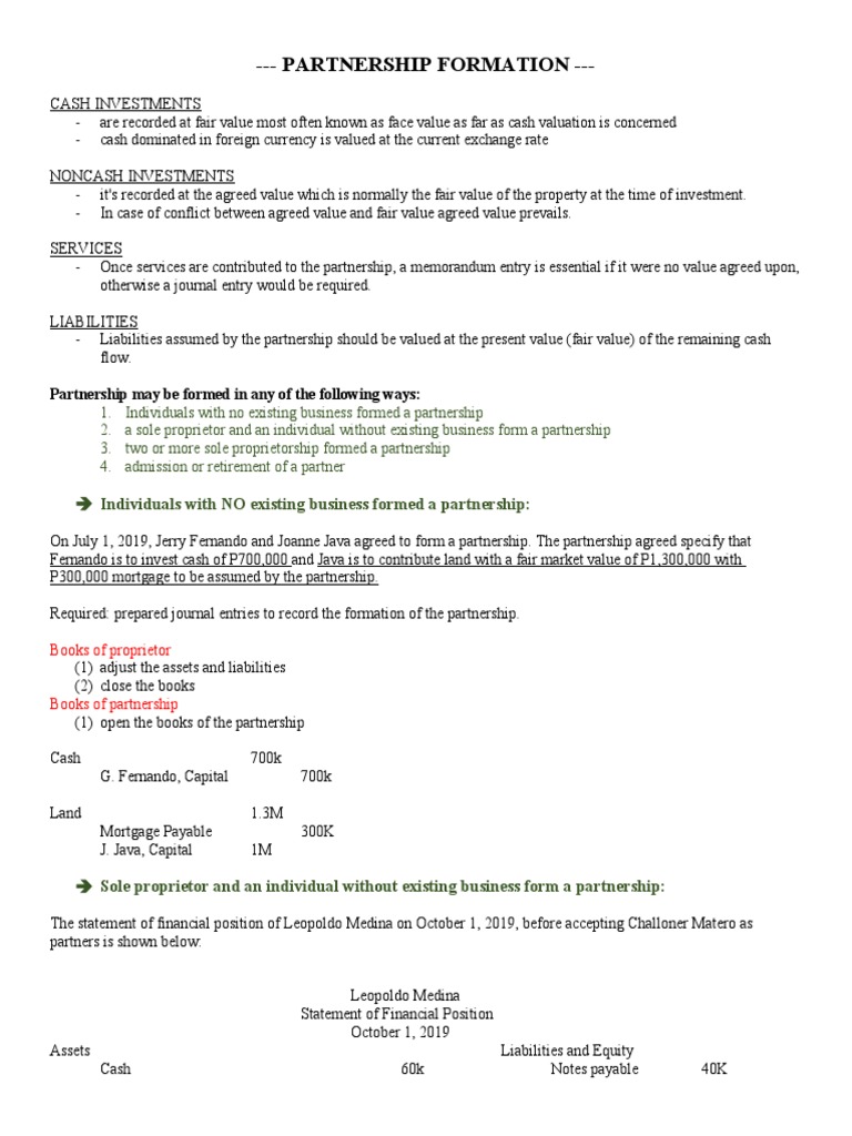 Partnership Formation and Journal Entries | PDF | Balance Sheet ...