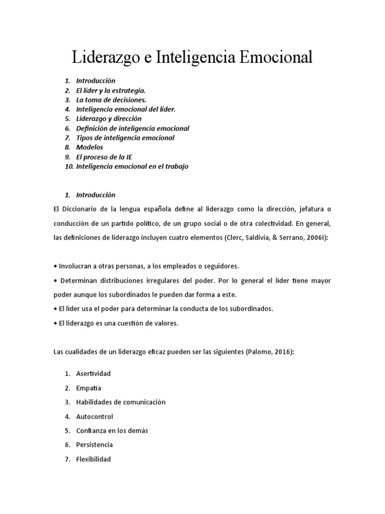 Liderazgo y Inteligencia Emocional | PDF | Inteligencia emocional | Las ...