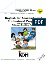 English For Academic and Professional Purposes: Writing A Position Paper