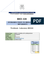 Workbook: Laboratory BIO320: Universiti Teknologi Mara (Uitm)