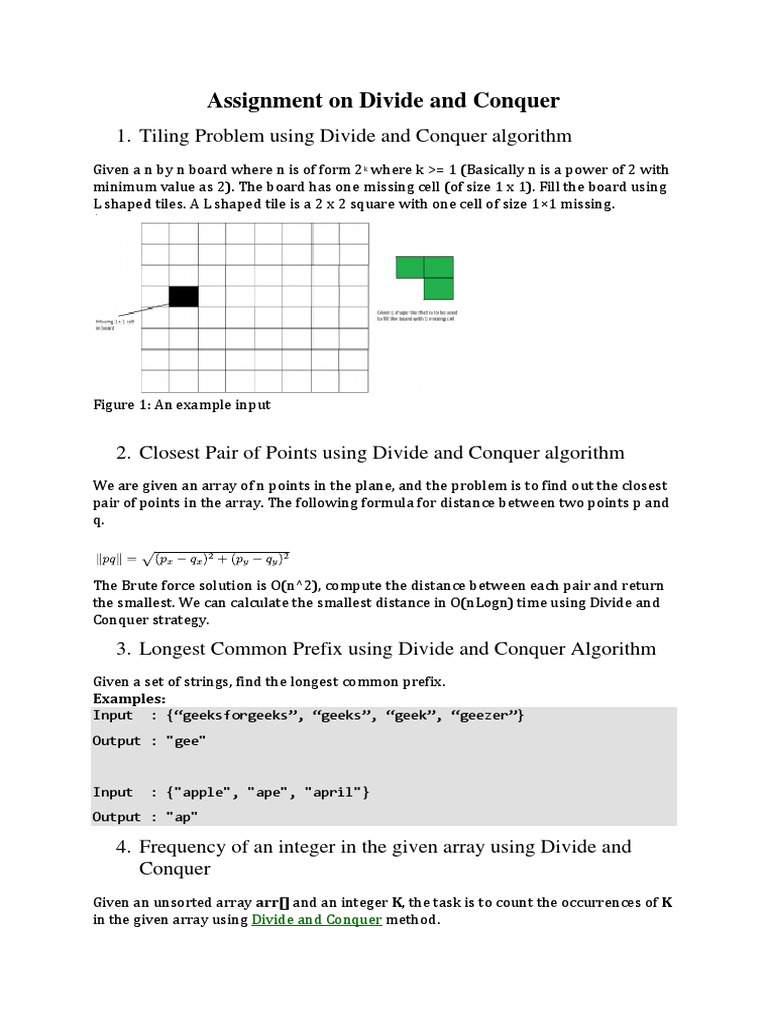 Assignment On Divide and Conquer | PDF | Matrix (Mathematics) | String ...