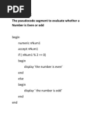 Pseudocode The Pseudocode Segment To Evaluate Whether A Number Is Even or Odd