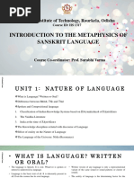 Introduction To The Metaphysics of Sanskrit Language: National Institute of Technology, Rourkela, Odisha