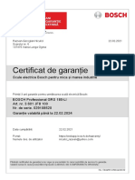 Certificat de Garanţie: Scule Electrice Bosch Pentru Mica Şi Marea Industrie