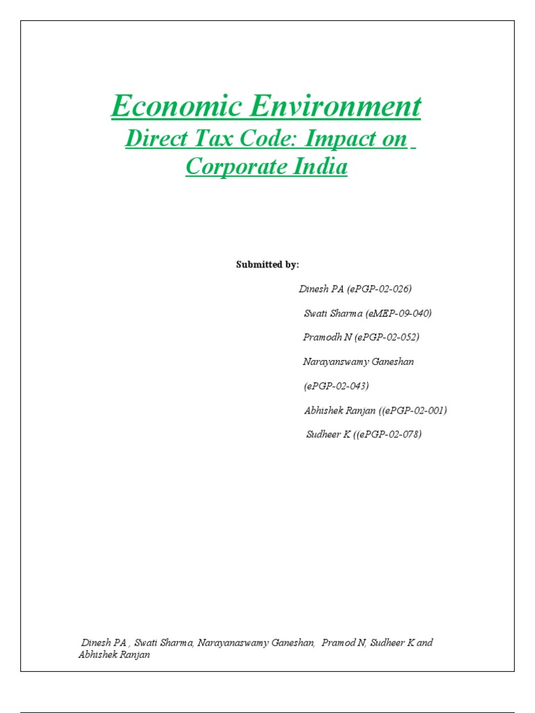 Direct Tax Code Download Free PDF Taxes Economies