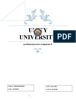 Unity University: Profetional Practice Assignment II