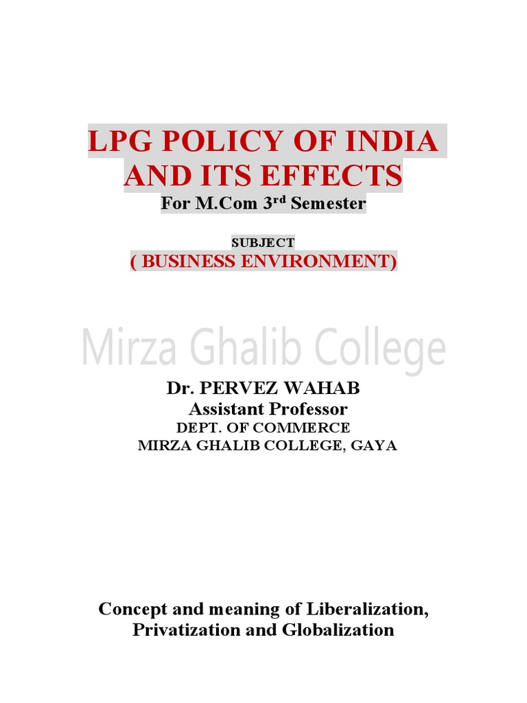 LPG Policy and Its Economic Impact in India | PDF | Foreign Direct ...