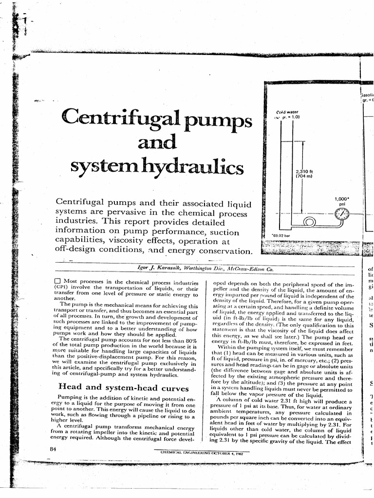 Centrifugal Pumps and System Hydraulics | PDF