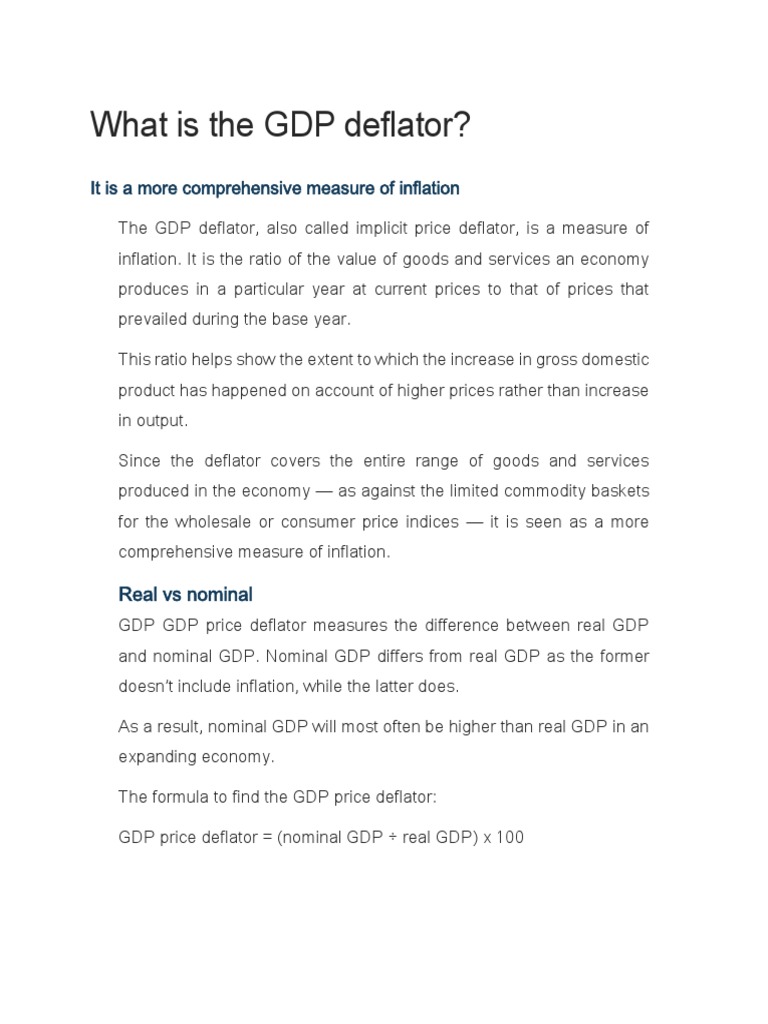 GDP Deflator, Wpi, Cpi | PDF