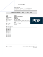 Product Analysis Certificate: Specifications