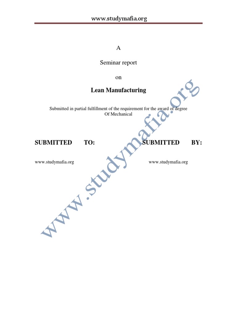 Mech Lean Menufacturing Report | PDF | Lean Manufacturing | Inventory