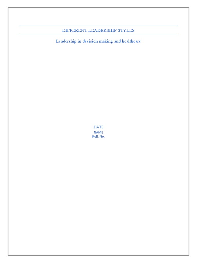 Leadership Styles in Healthcare Explained | PDF | Transformational ...