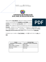 Constancia de Prosecución Entre Grupos Del Nivel de Educación Inicial