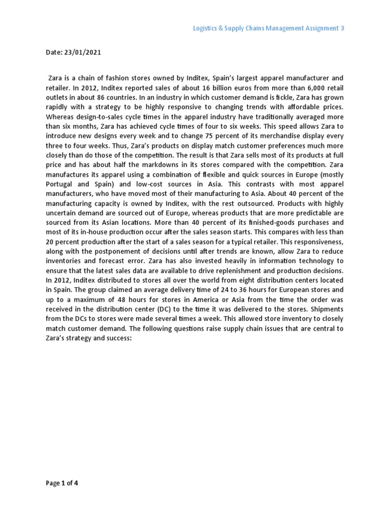 Assignment No 3 - L&S.C. Management | PDF | Retail | Outsourcing
