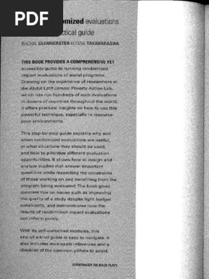 Running Randomized Evaluations A Practical Guide by Rachel