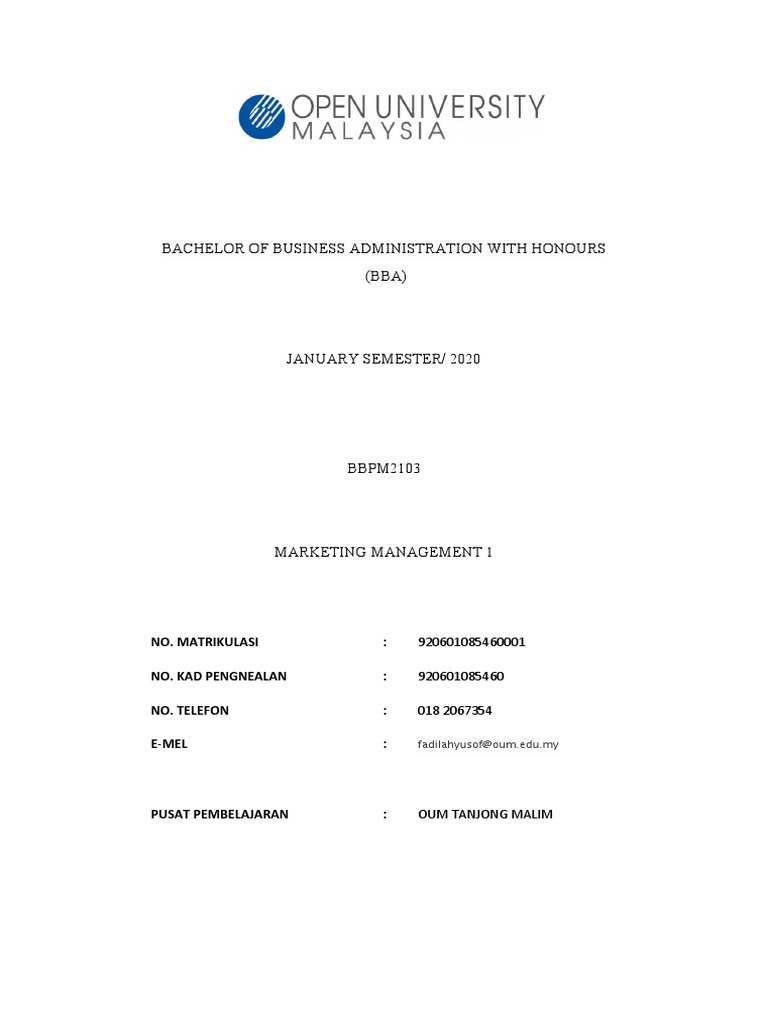 Marketing Management 1 BBPM 2103 | PDF