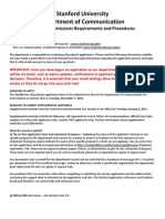 Stanford University Department of Communication: Graduate Admissions Requirements and Procedures