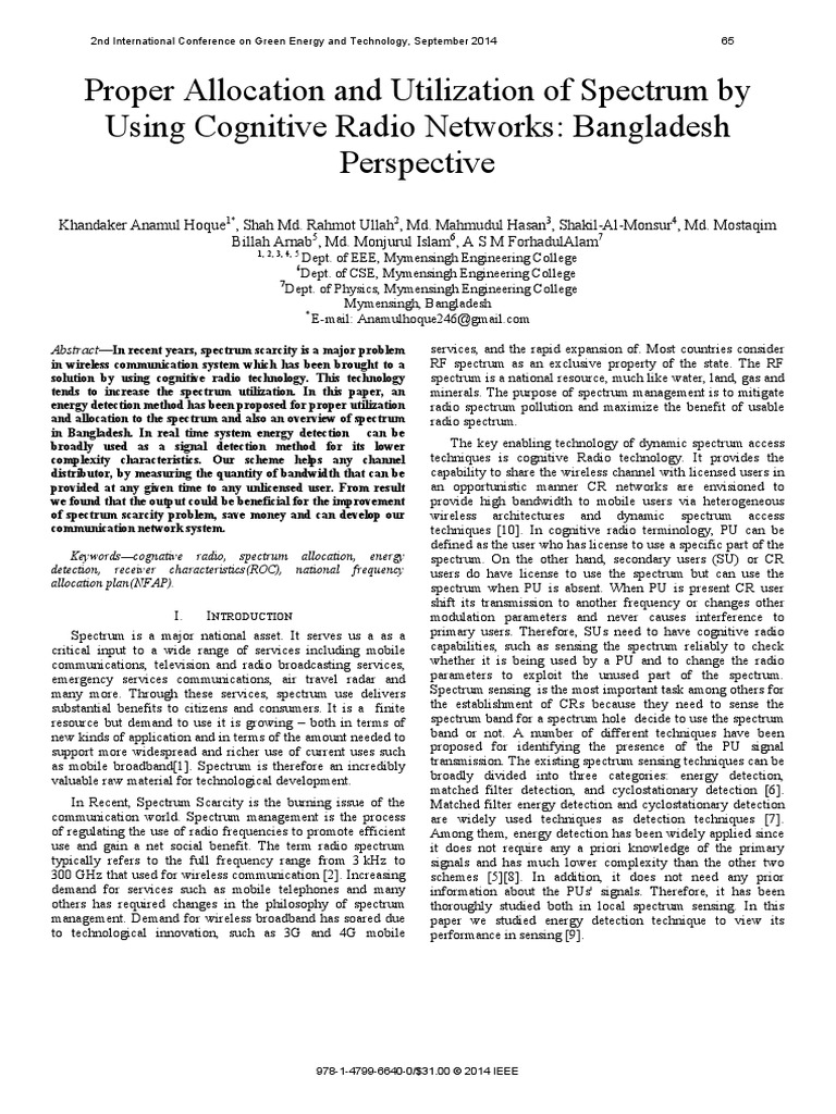 Proper Allocation and Utilization of Spectrum by Using Cognitive Radio ...