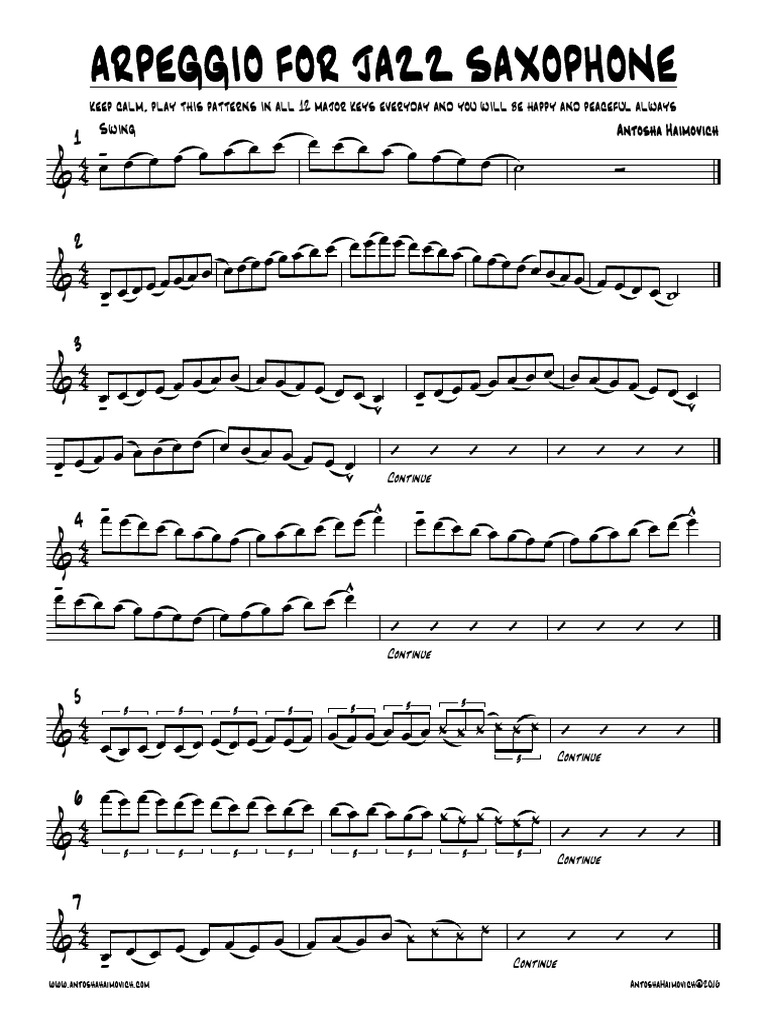 Antosha Haimovich Arpeggio For Jazz Saxophone PDF Jazz Music