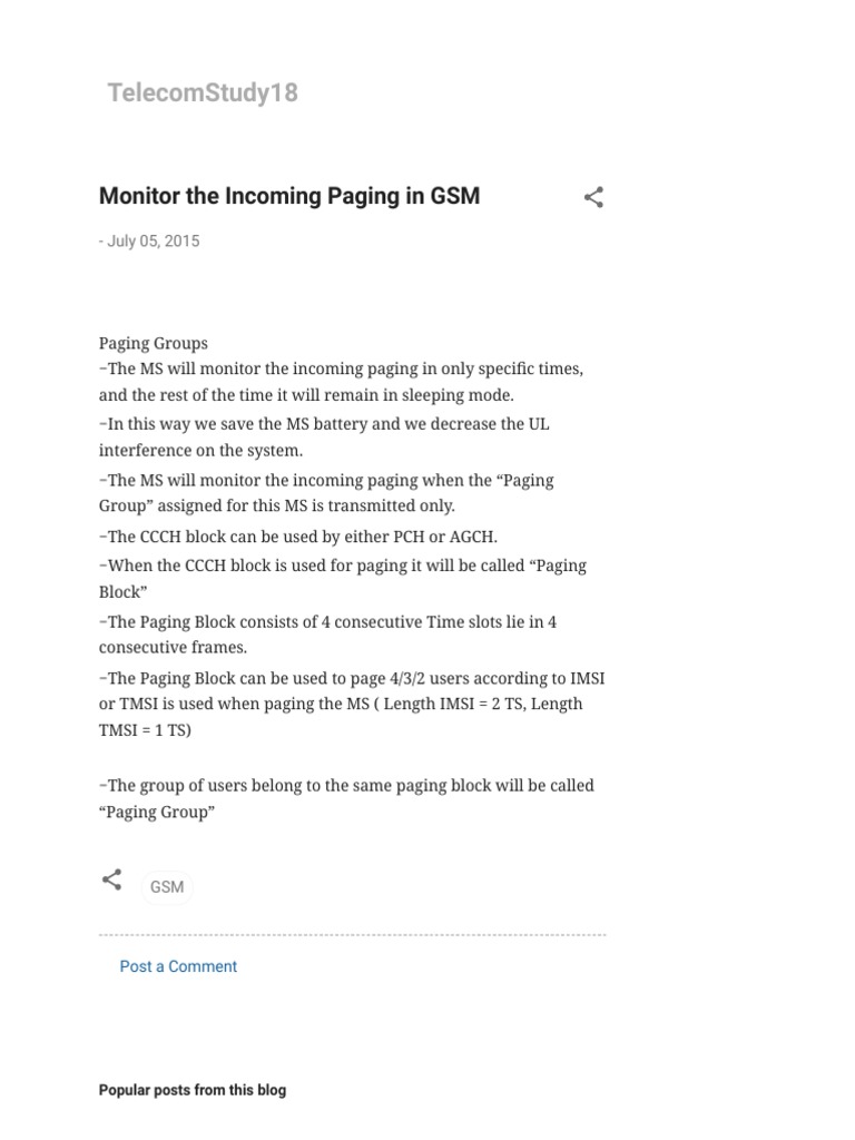 Monitor The Incoming Paging in GSM | PDF
