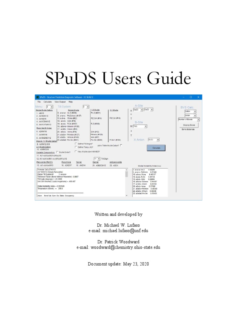 SPuDS User Guide for Crystal Structures | PDF | Crystal Structure ...
