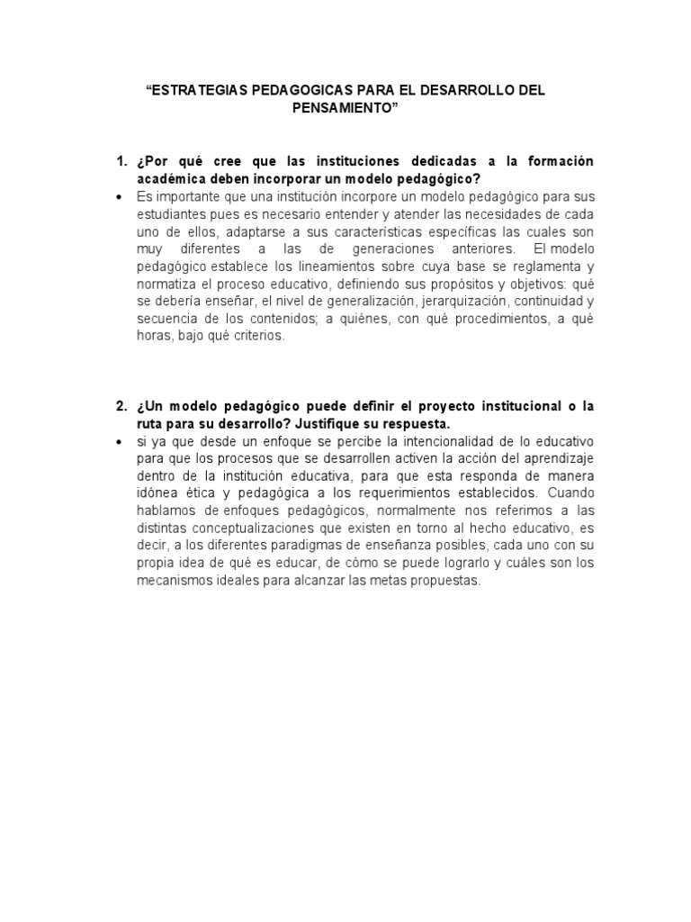 Estrategias Pedagogicas para El Desarrollo Del Pensamiento | PDF ...