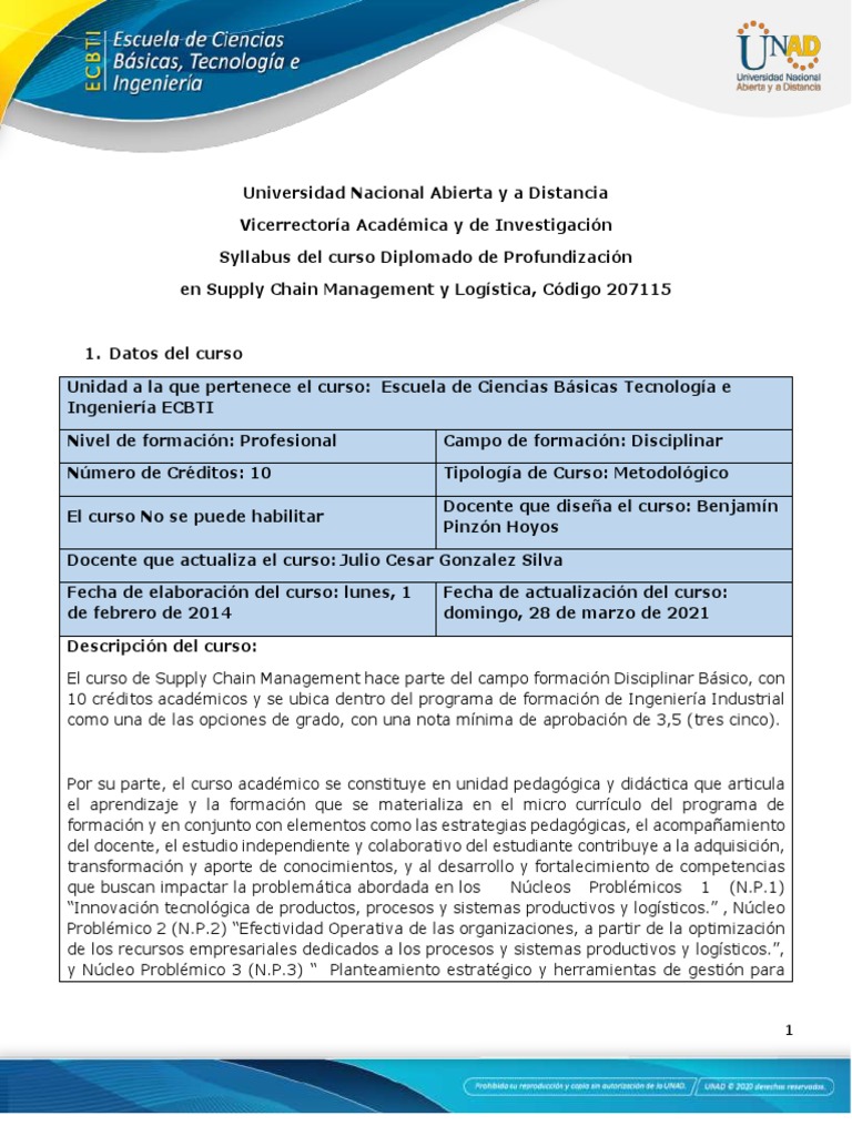 Diplomado en Supply Chain Management | PDF | Logística | Gestión de la ...