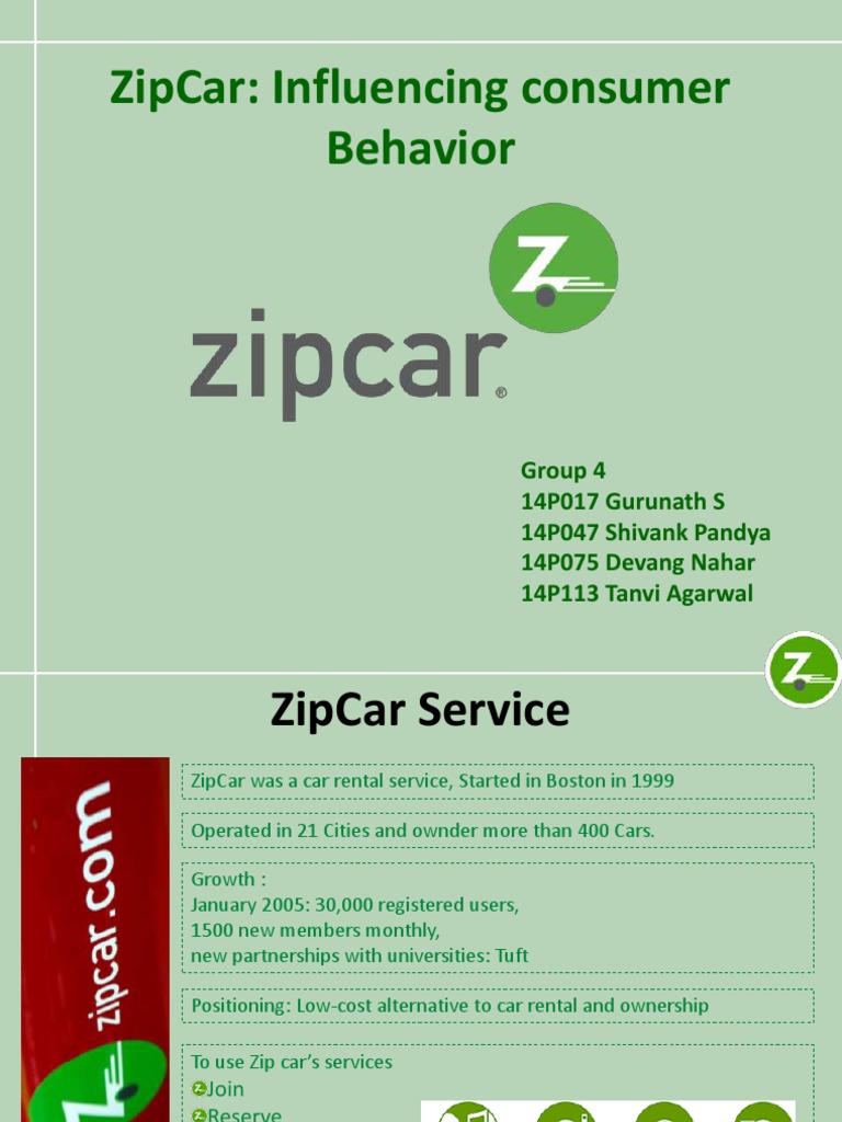 Zipcar Influencing Consumer Behavior PDF Fee Marketing