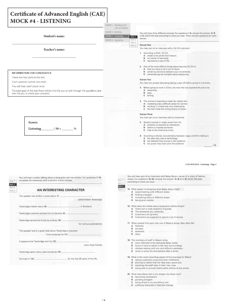 Cae - Mock #4 - Listening | PDF
