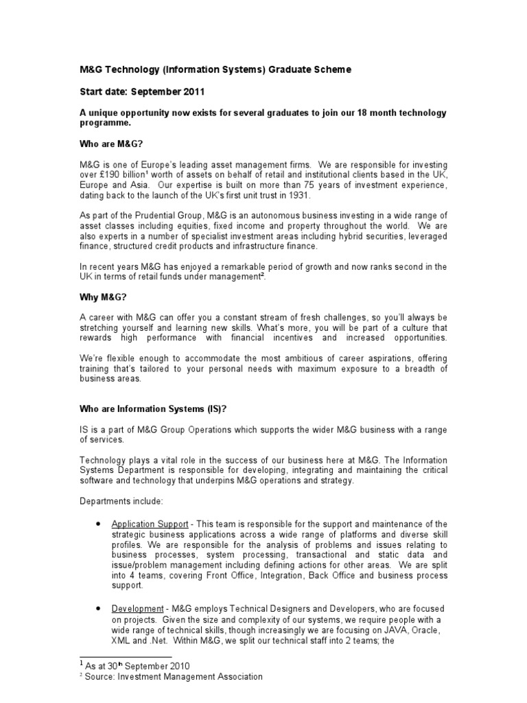 Tech Graduate Opportunities at M&G | PDF
