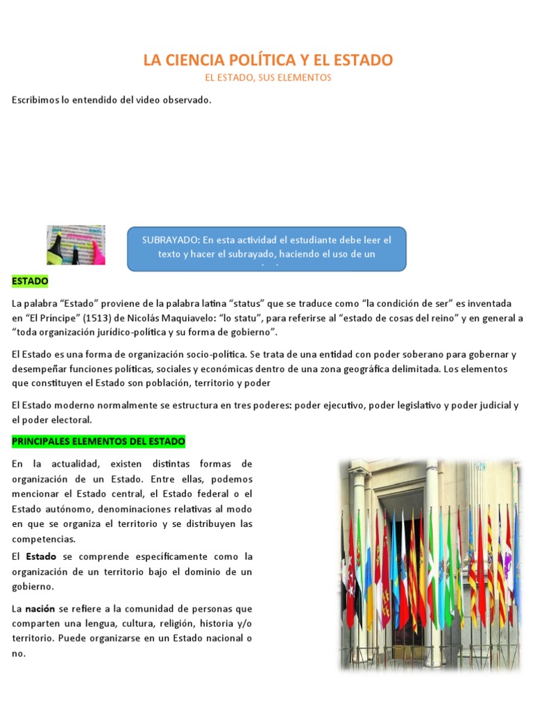 El Estado y Sus Elementos 5to | PDF | Soberanía | Estado (política)