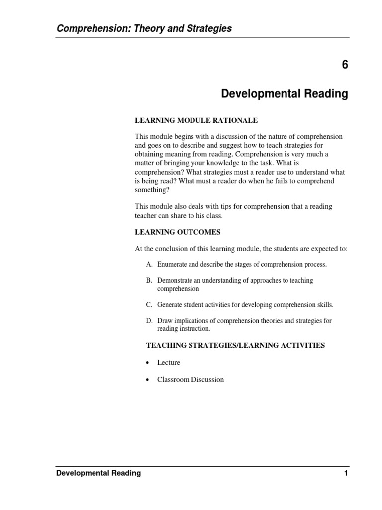 Comprehension Strategies for Reading | PDF | Reading Comprehension ...