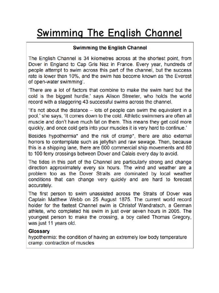 Swimming The English Channel PDF