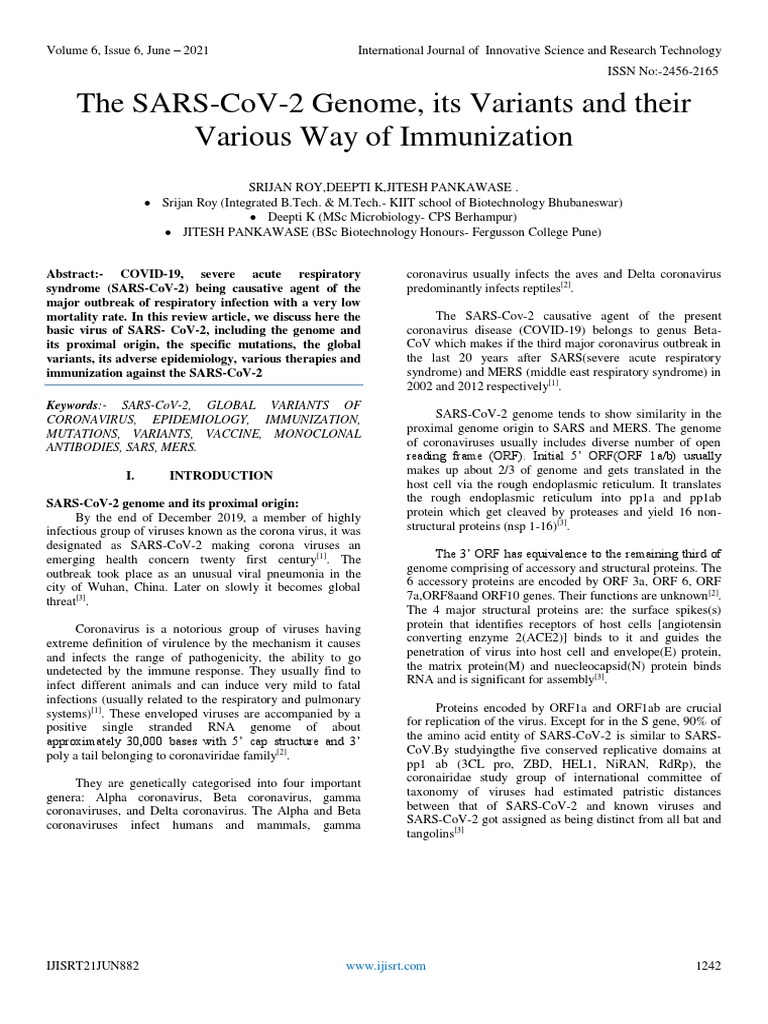 The SARS-CoV-2 Genome, Its Variants and Their Various Way of ...