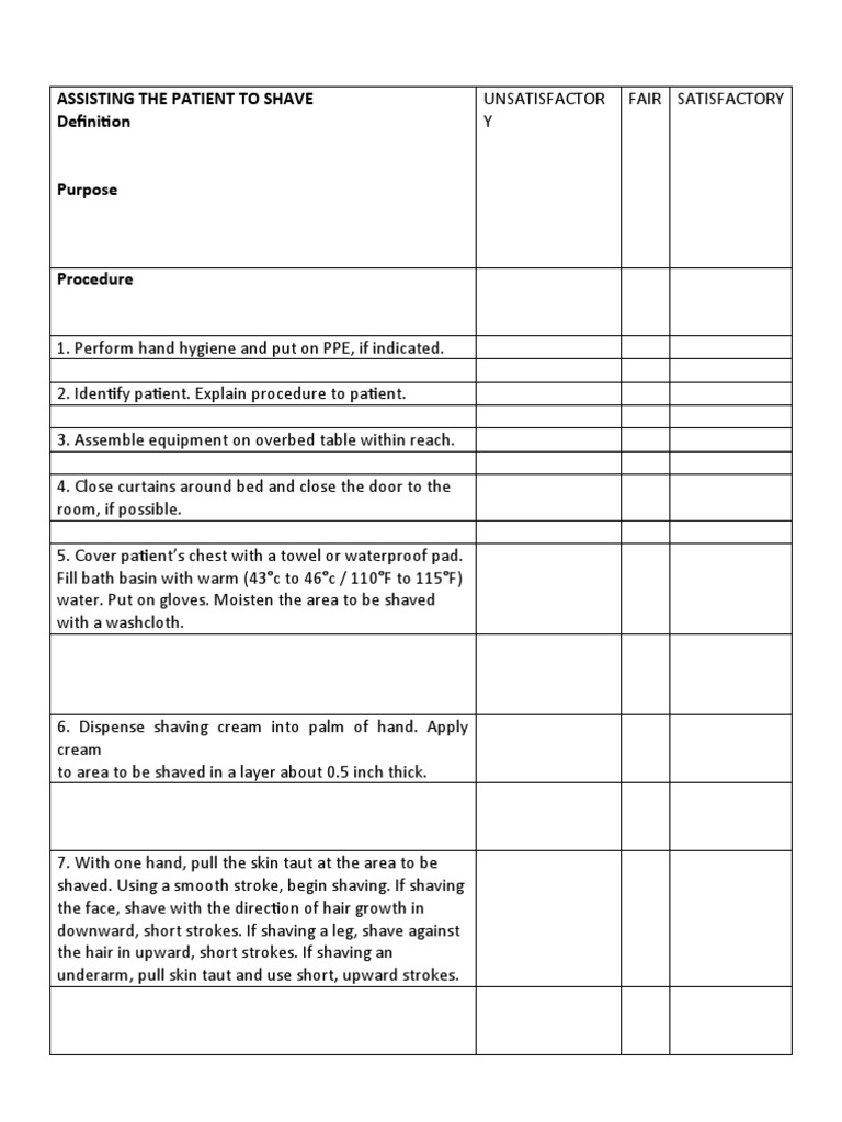 Patient Shaving Procedure Guide | PDF