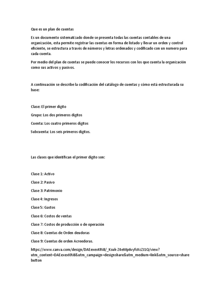 Definición del Plan de Cuentas Contable | PDF