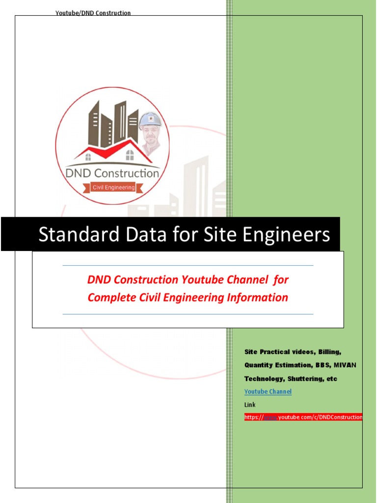 Standard Data for Site Engineers | PDF | Concrete | Beam (Structure)