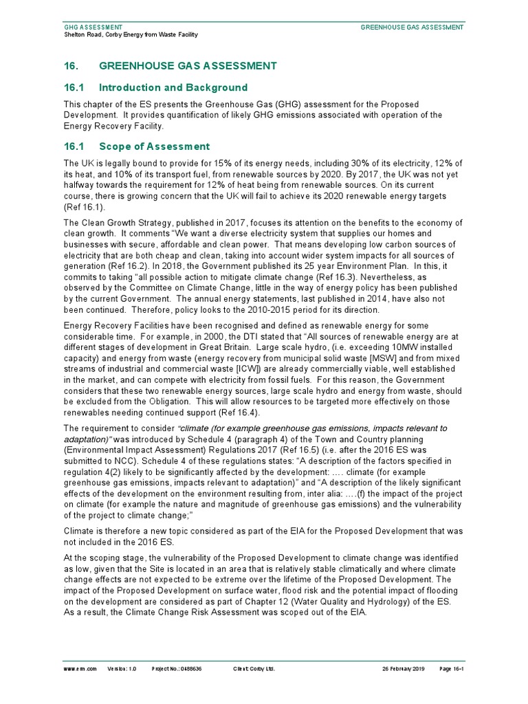 GHG Impact: Corby Energy Facility | PDF | Greenhouse Gas | Carbon Footprint