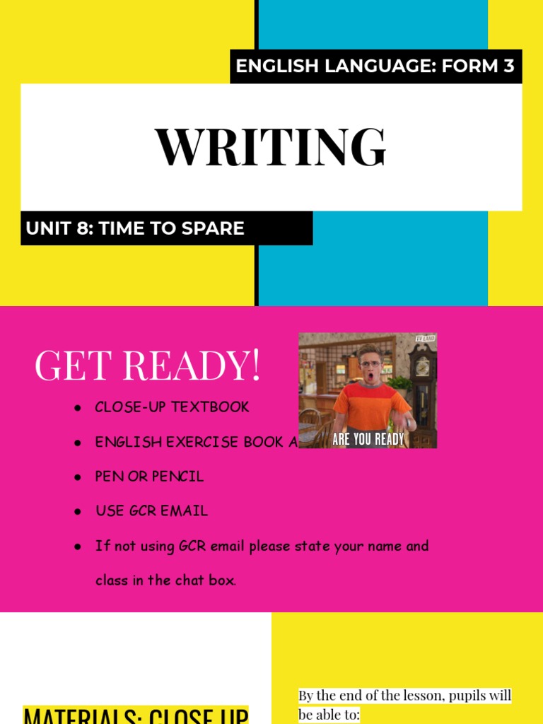 FORM 3 - Writing (UNIT 8) | PDF | Phrase | English Language