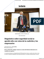 Diagnóstico Sobre Seguridad Social Se Aprobó Sólo Con Votos de La Coalición y Los Empresarios - La Diaria - Uruguay