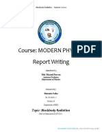 Course: Modern Physics Report Writing: Topic: Blackbody Radiation