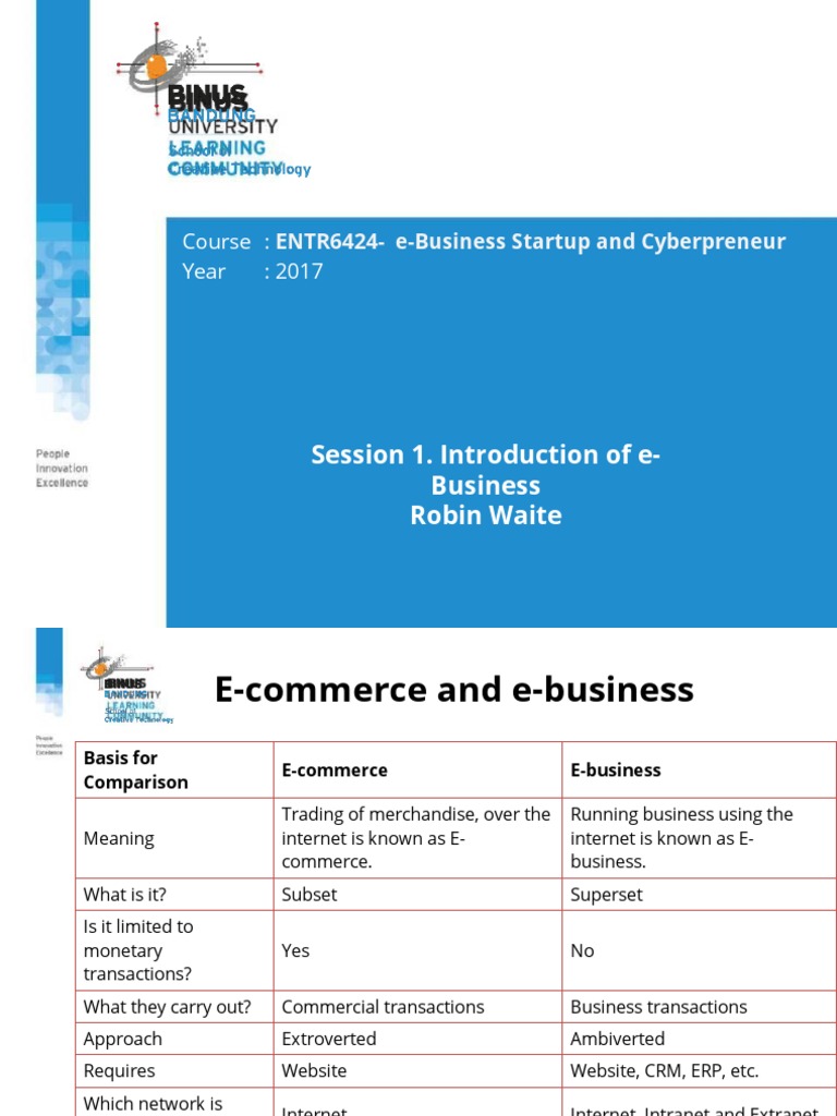 Introduction to E-Business Concepts | PDF | Electronic Business | E ...