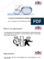Ucs102 Entrepreneurship in Asia: Topic 3: Assessment of Entrepreneurial Opportunities