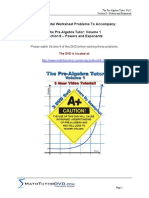 Supplemental Worksheet Problems To Accompany: The Pre-Algebra Tutor: Volume 1 Section 8 - Powers and Exponents