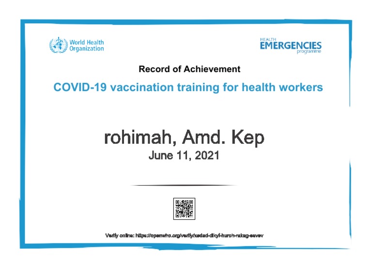 COVID-19 Vaccination Training Certificate | PDF