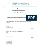 Manufacturing MCQs Chapter 1-3