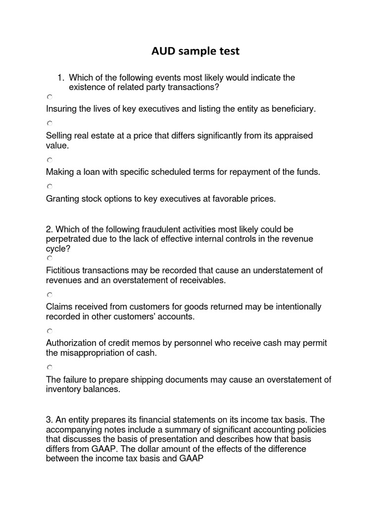 Cpa Sample Test Pdf Financial Statement Taxes